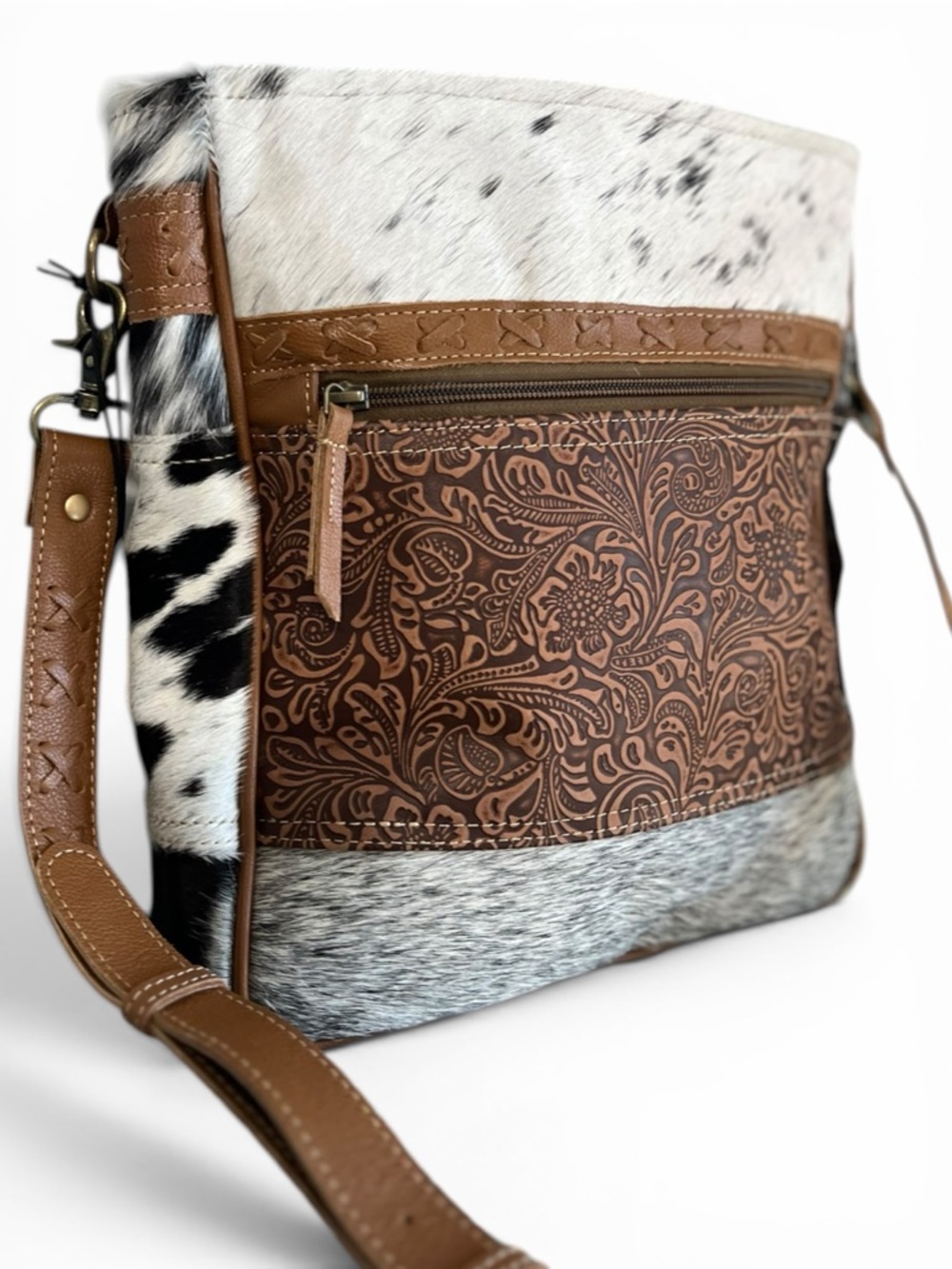 Myra Bag Purse Forester Junction Cowhide Tooled Leather Crossbody Conceal Carry